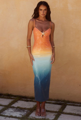 Maecy ruffle maxi - blue