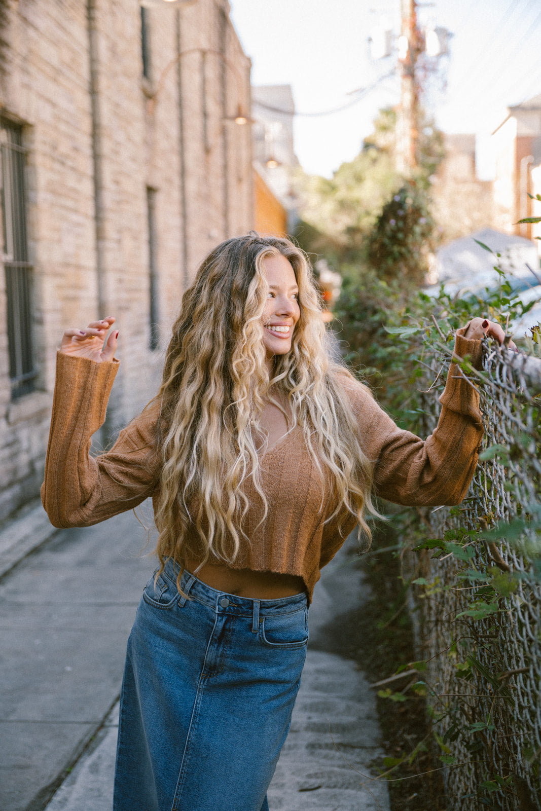 HYFVE brown cropped sweater