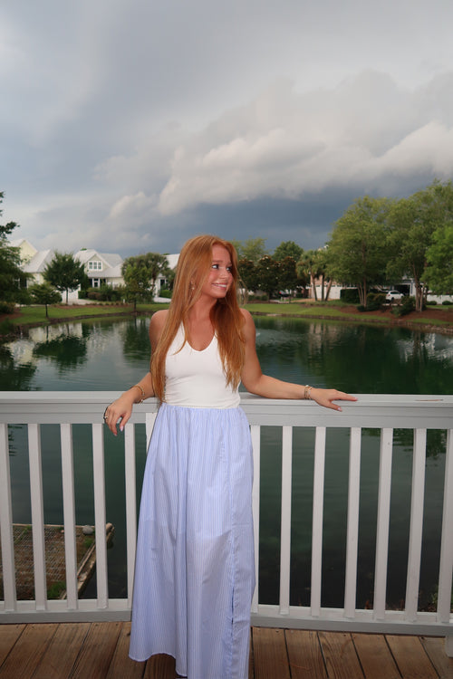 Halterneck Striped Maxi