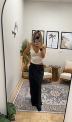 After Hours Black Satin Maxi Skirt
