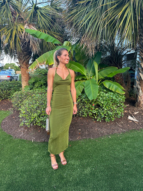 Runaway the Label khaki green Enora maxi dress