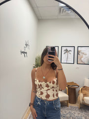Vienna ruched floral crop