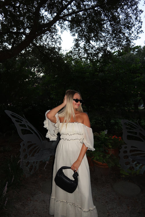Rachel Flutter Sleeves Maxi Dress