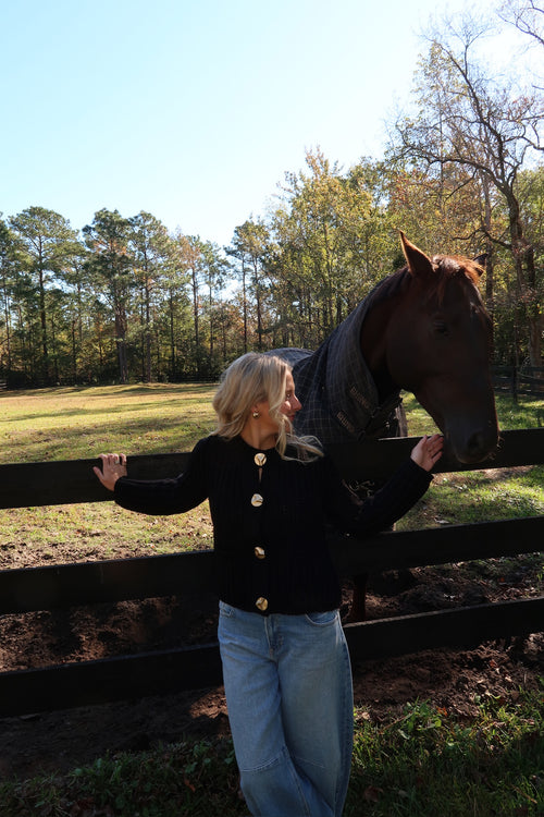 Kat Chunky Gold Button Cardigan
