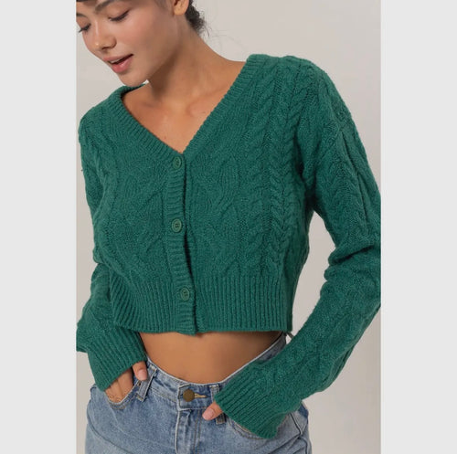 Double Zero cable knit cropped cardigan