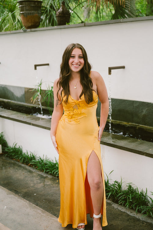 One and Only mango satin maxi dress