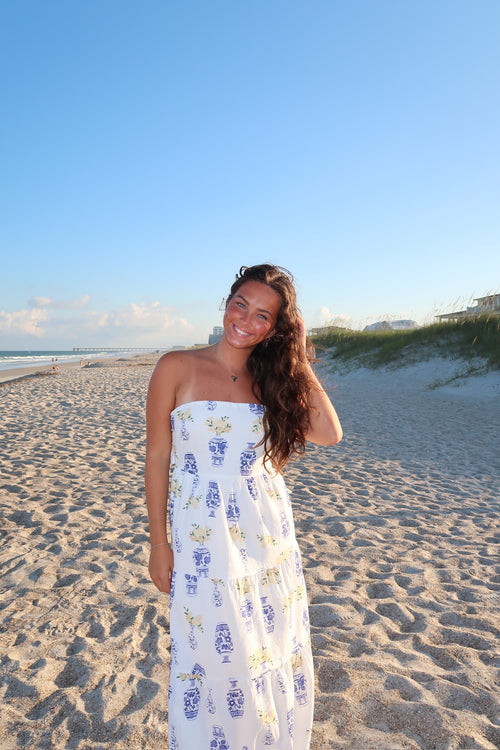 Vase print maxi dress