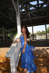 Maecy ruffle maxi - blue