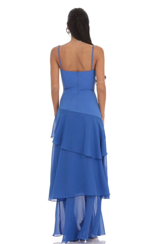 Maecy ruffle maxi - blue