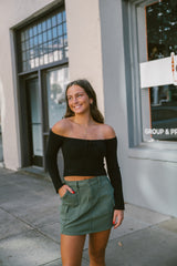 Just USA green cargo mini skirt