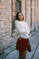 Olivaceous maroon mini skort
