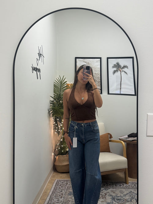 Camie suede halter top