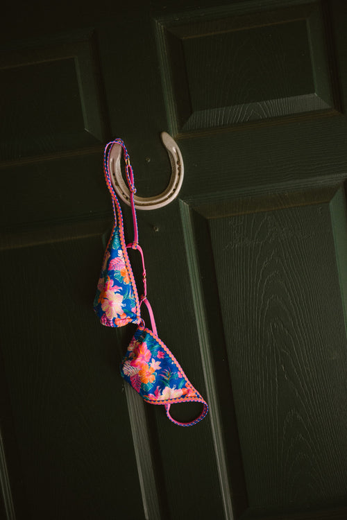 Twin Strap Bikini Bralette - Electric Palms