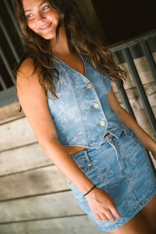 Halter Open Back Vest - Dixie Denim