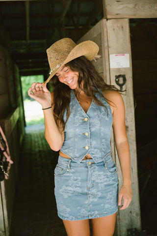 Halter Open Back Vest - Dixie Denim